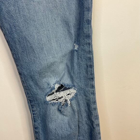 Gap Denim Ankle Flare High Rise Cropped Distressed Stretch Light Jeans 28 6 - Picture 9 of 16